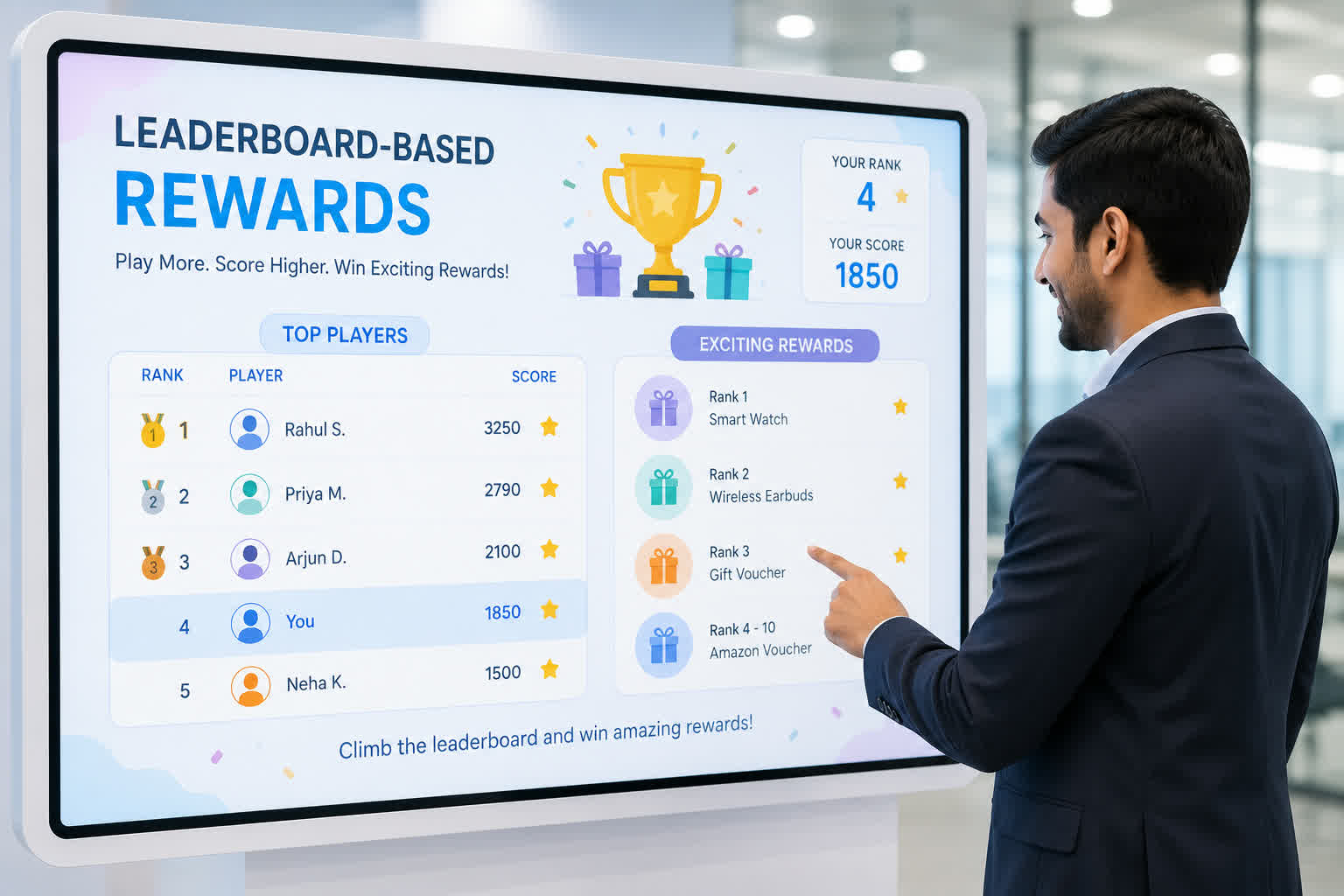 Leaderboard rewards booth experience